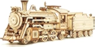 ROKR Model Car Kits Wooden 3D Puzzles Model Building Kits for Adults to Build-Educational Brain Teaser Assembly Model, Desk Decor/DIY Hobbies/Gifts (Prime Steam Express/12.1 * 2.7 * 3.3)