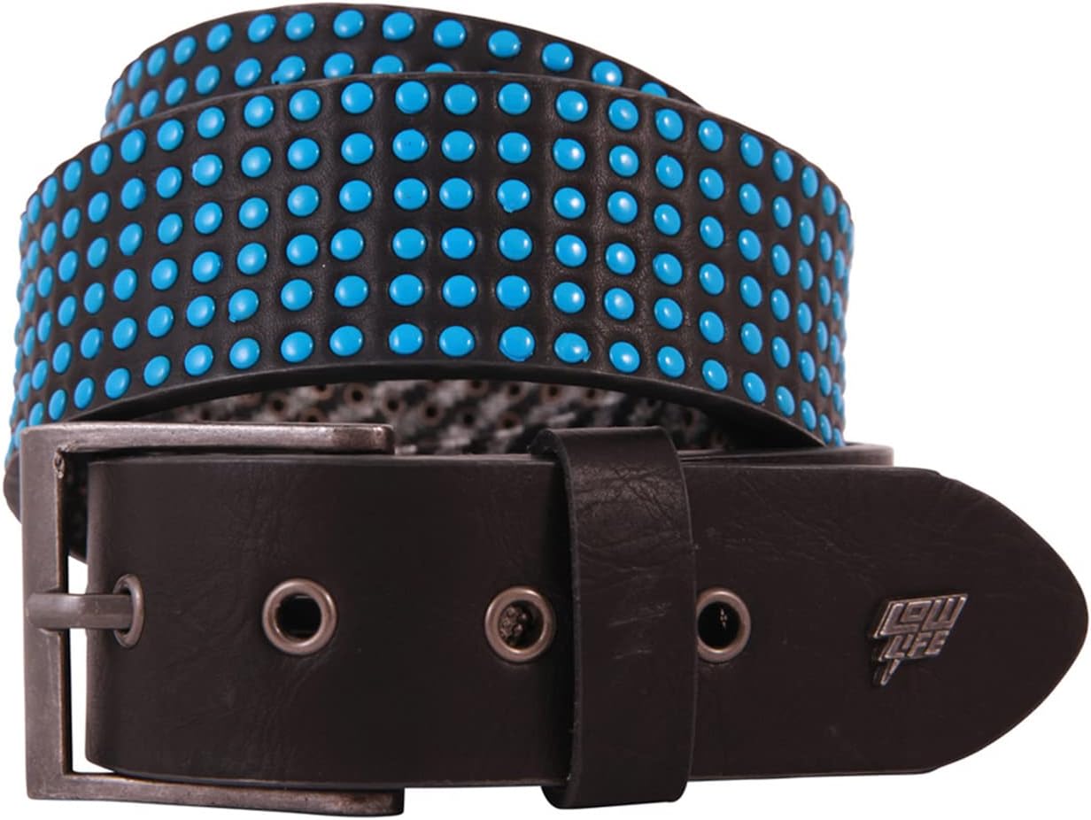 Lowlife Wallace Leather Belt in Black 3D Blue