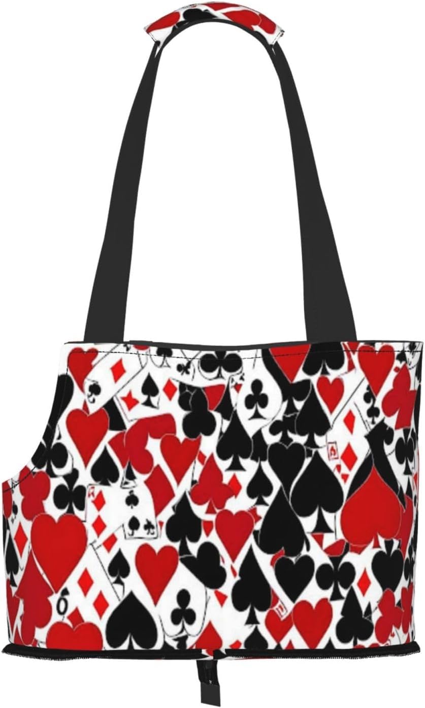 Poker Suit Patterns Portable Pet Purse Carrier Sling, Hands-Free Travel Dog and Cat Carrier for Small Dogs and Cats