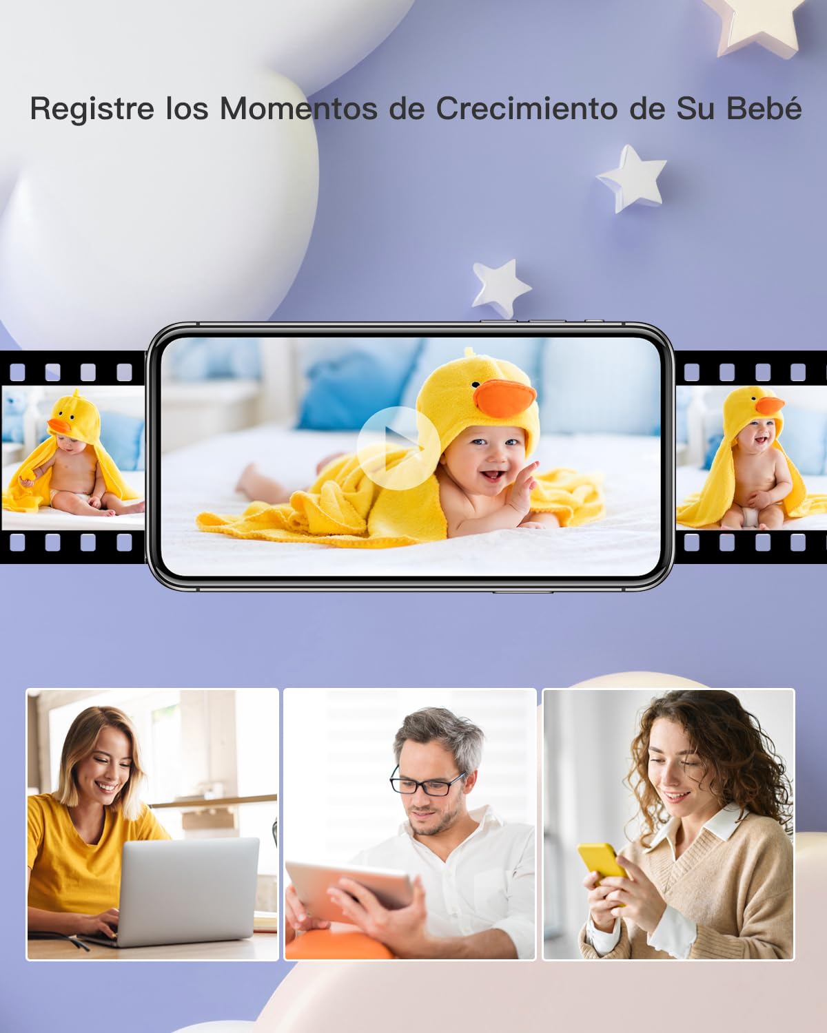 ARENTI 2K/3MP Camara Vigilancia Bebe con 5" Monitor, 2,4GHz WiFi Vigilabebes con Camara, Detección del Llanto, Detección de Temperatura y Humedad, Visión Nocturna, Audio Bidireccional con Alexa & App