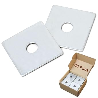 Square Washers, 60 Pack Fits 3/8" Bolts, 2" 2" Galvanized Washers