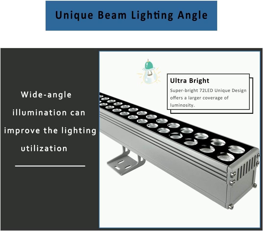 LED Wall Washer Lights-72W 5000K Daylight Wall Wash Lighting, 7200lm, 3.2ft/40, IP65 Waterproof for Indoor/Outdoor, Plug in 120V LED Light Bar for Sign, Wall, Art Display, Front Door, Yard