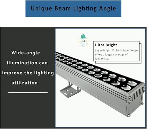 Miniatura 6 de YRXC Luces LED de arandela de pared de 72 W, 3.2 pies40 120 V, IP65, impermeable, lineal, barra de luz diurna, 5000 K, paredes, vallas