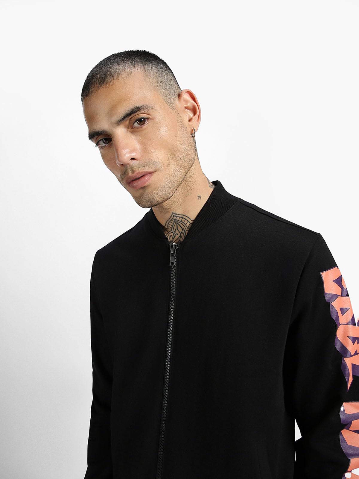 Veirdo® Cotton Polly Fleece Regular Fit Black Printed Jacket for Men (VJK0423BKPT35_XL) 4