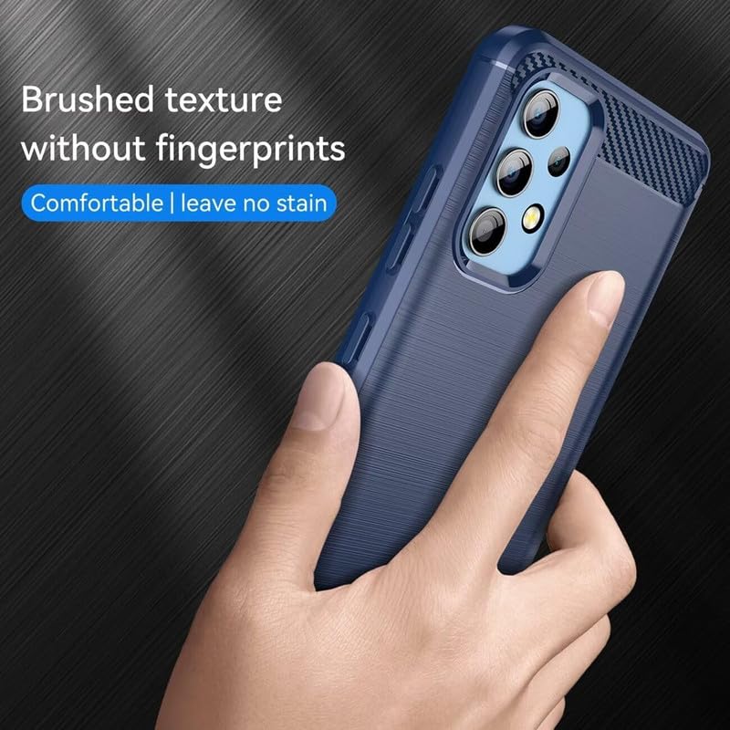 Image of NPRC Hybrid Ultra Slim Protective Case TPU Non-Slip Carbon Fiber Texture Shockproof Case Cover for Samsung Galaxy M32 5g - Blue