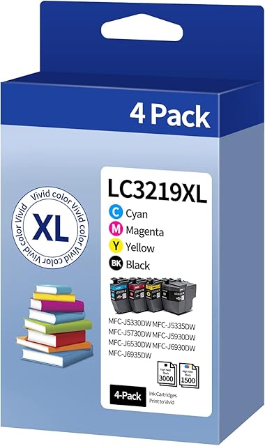 Replacement for Brother LC3219XL Ink Cartridges Super High Yield, 4-Pack, BK/C//Y/M, for Brother MFC-J5330DW MFC-J5335DW MFC-J5730DW MFC-J5930DW MFC-J6530DW MFC-J6930DW MFC-J6935DW