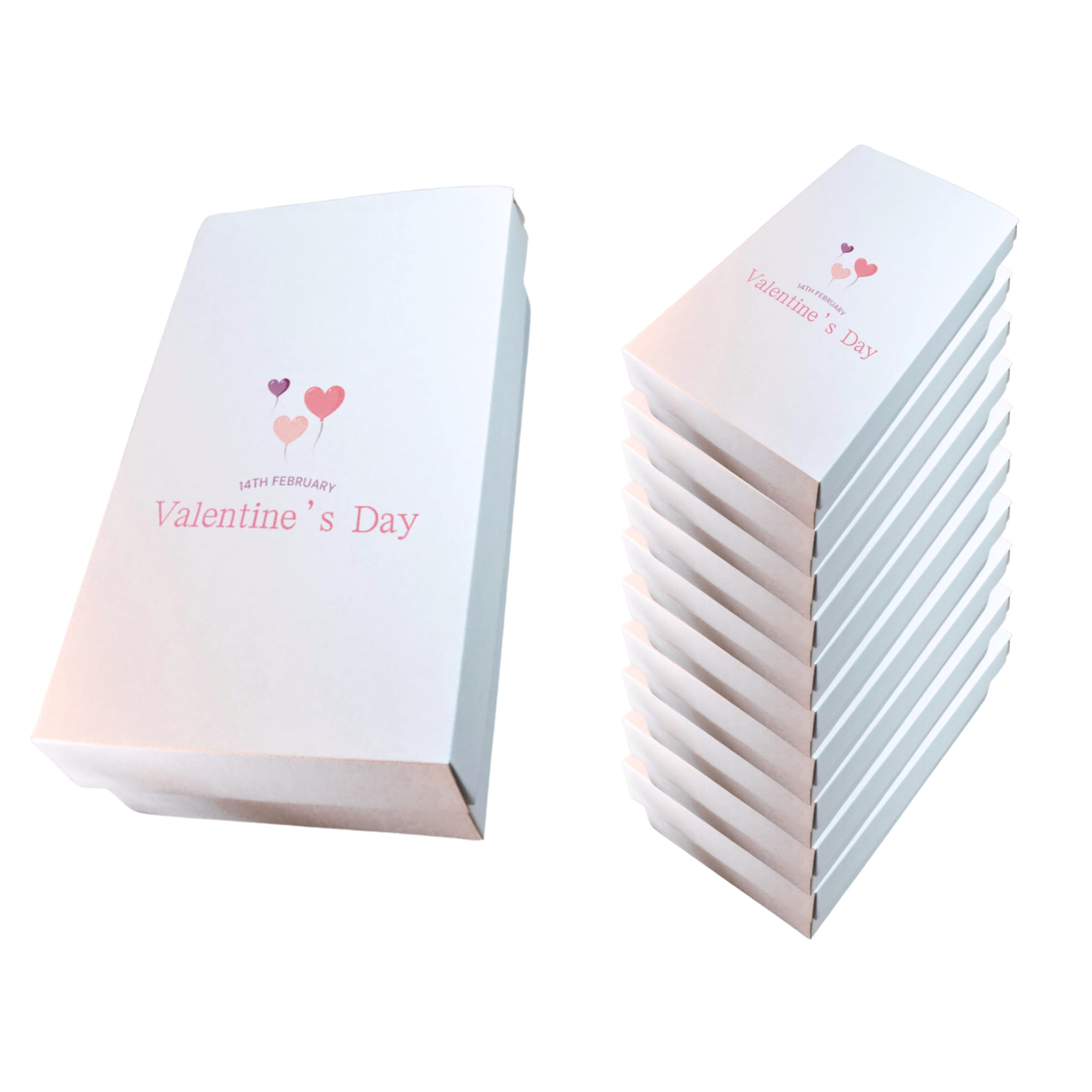 Set mit 10 Schachteln aus weißem Karton, Geschenk zum Valentinstag, Geschenkbox für Damen, elegante Geschenkverpackung (35 x 19 x 10,5 cm)