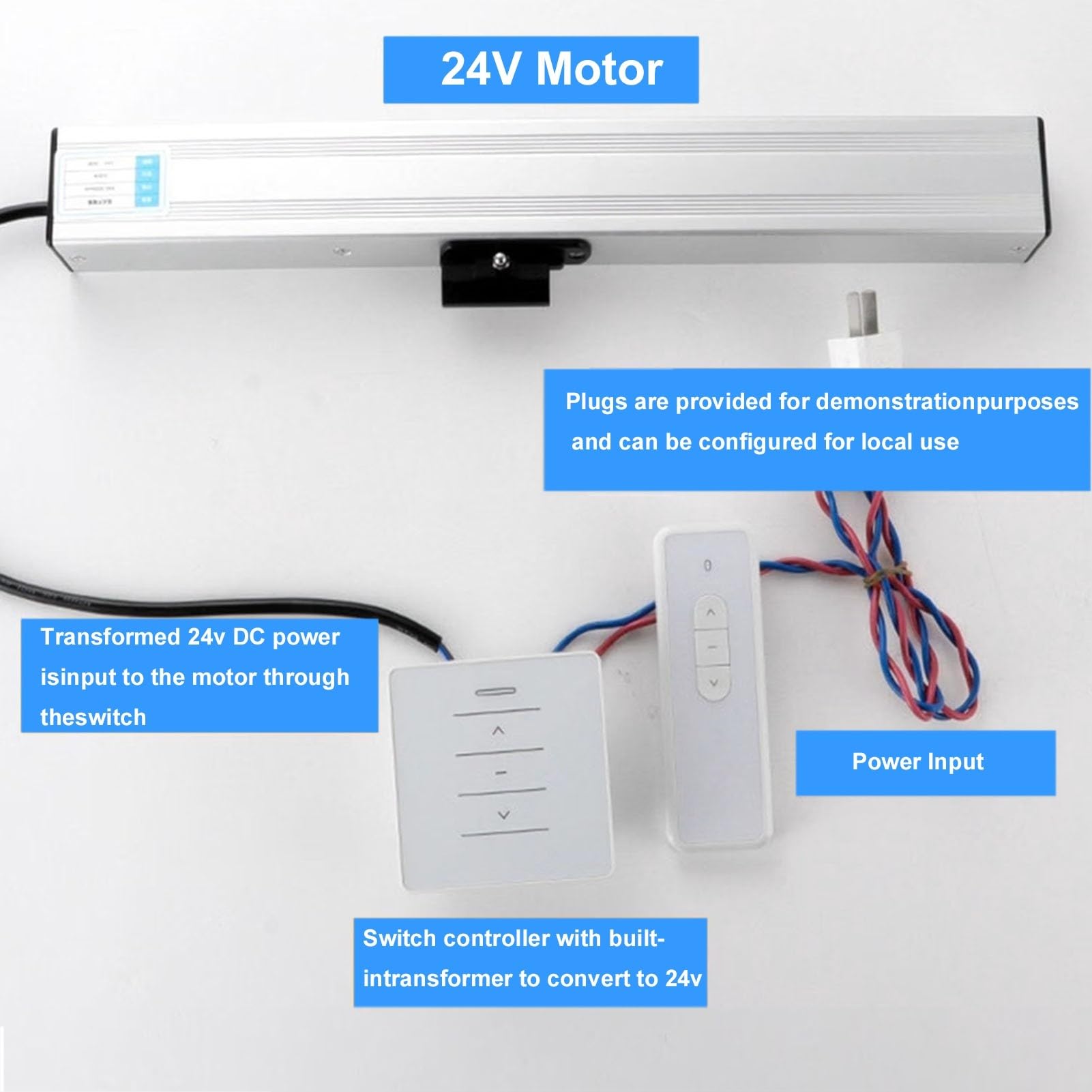 Elektrischer Fensteröffner mit Fernbedienung und Schalter 300 mm Hub