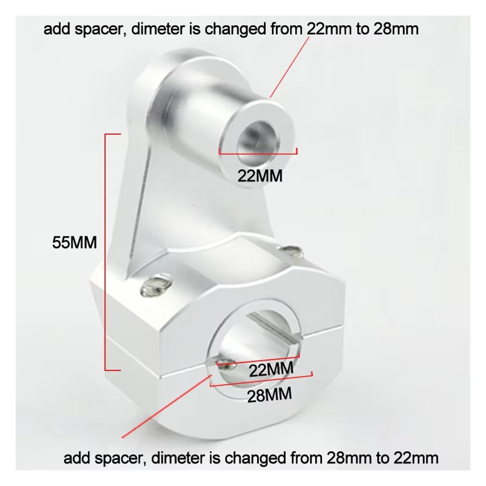 Para MT-03 2006-2014 2016-2019 22mm 7/8 "elevadores De Manillar De Aluminio CNC Para Motocicleta Barra Estándar Moto Manillar Elevador(Plata)