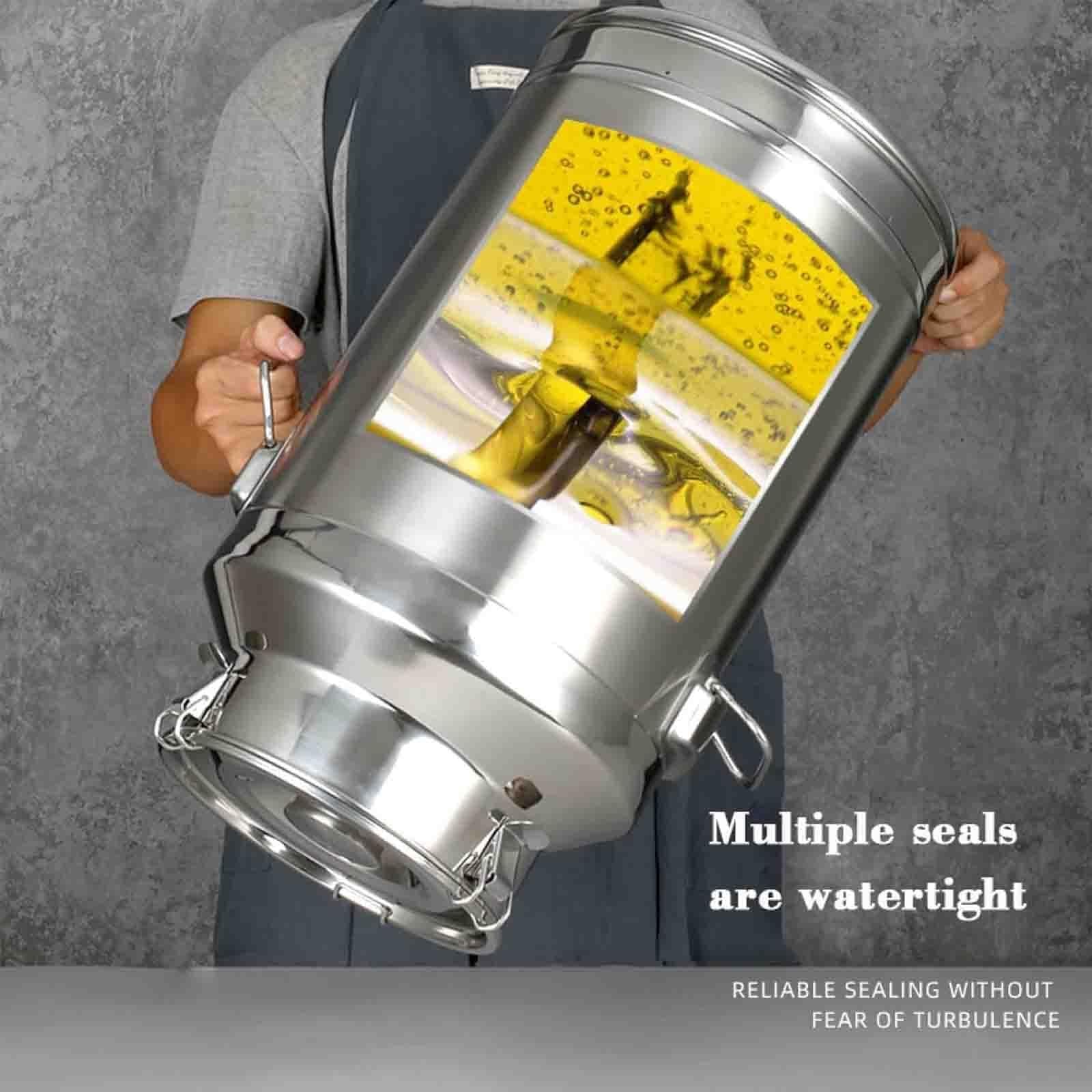 Boîte à lait en acier inoxydable avec couvercle et poignée scellés, tonneau de transport de lait agricole robuste, boîte à lait durable avec robinet, idéale pour le stockage des produits laitiers