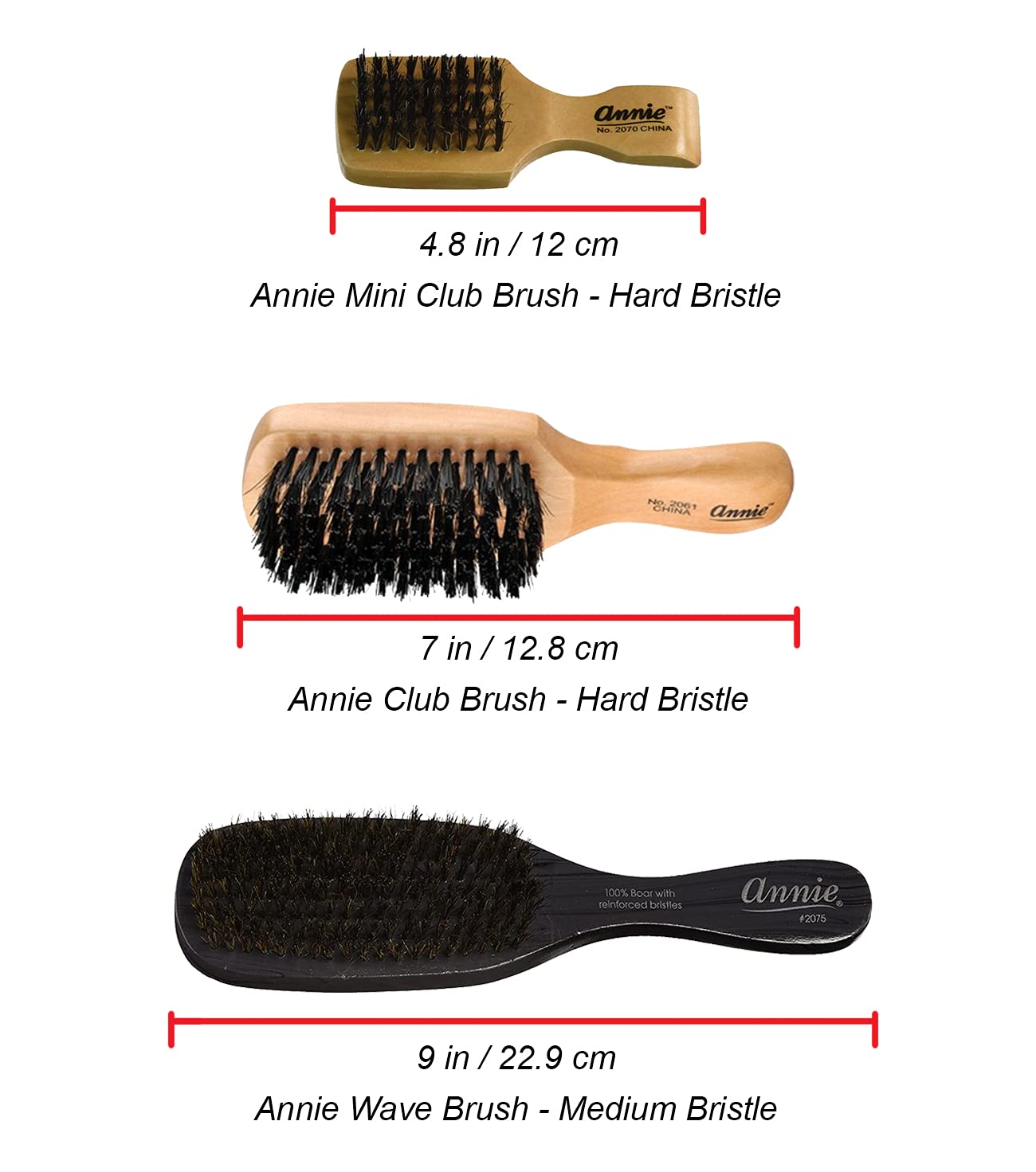 Annie Professional Wave Brush 100% Natural Boar Medium Bristle