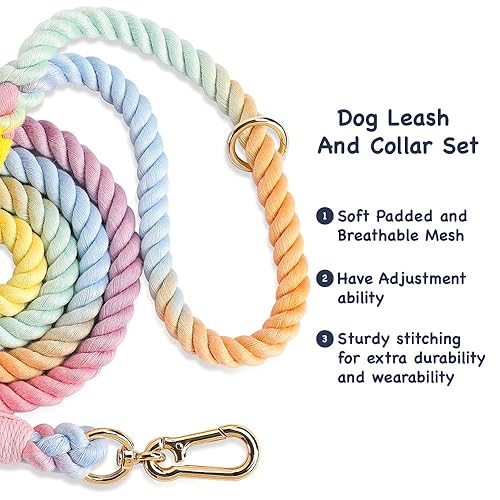 Miniatura 5 de Dog Leash and Collar Set Nylon Multifunction Colorful Cotton Rope for Small Medium Large Dogs Large