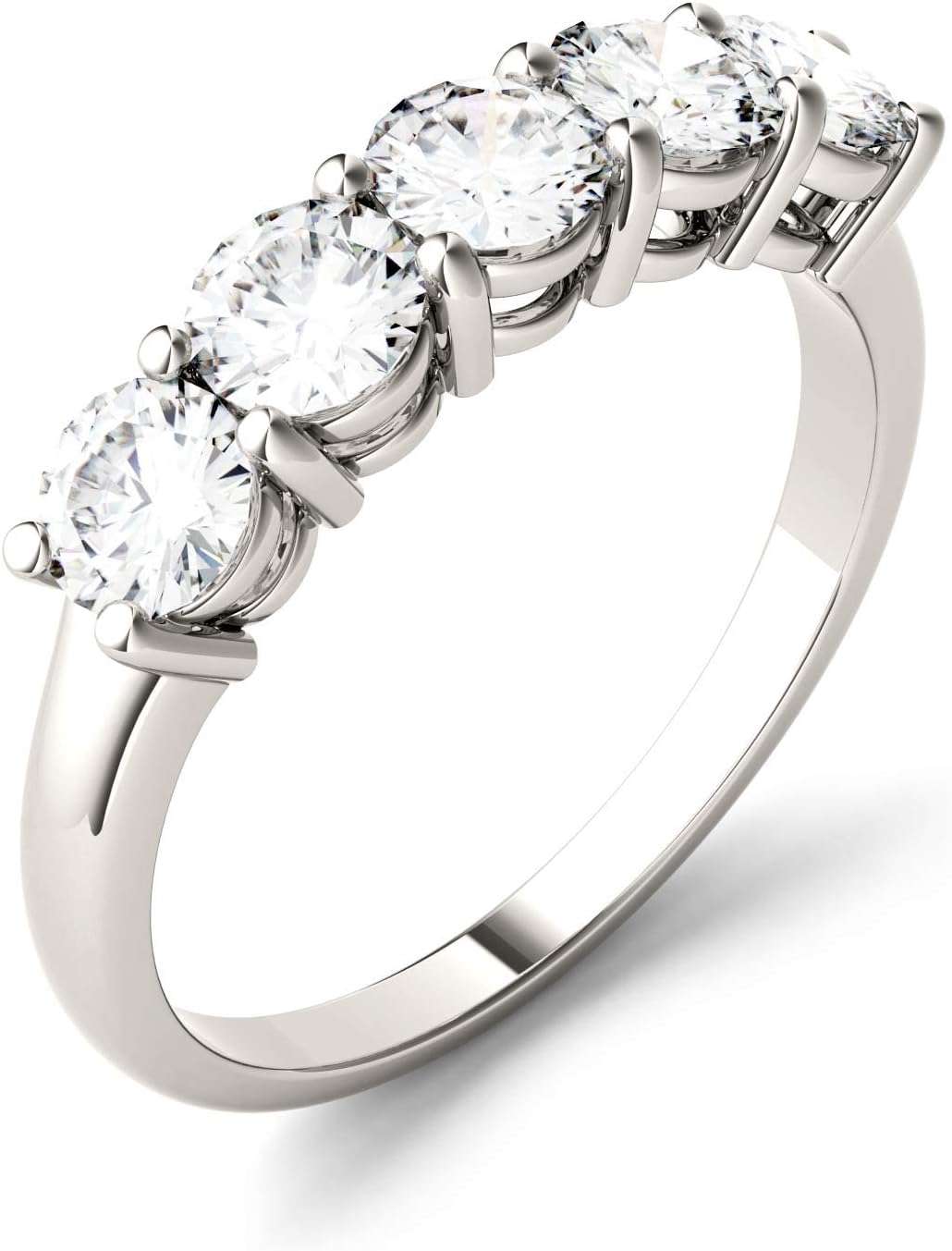 Charles & Colvard Created Moissanite 4mm Round Cut Wedding Band for Women | 1.15 cttw DEW | Lab Grown | Solid 14K White Gold with Rhodium - Image 2