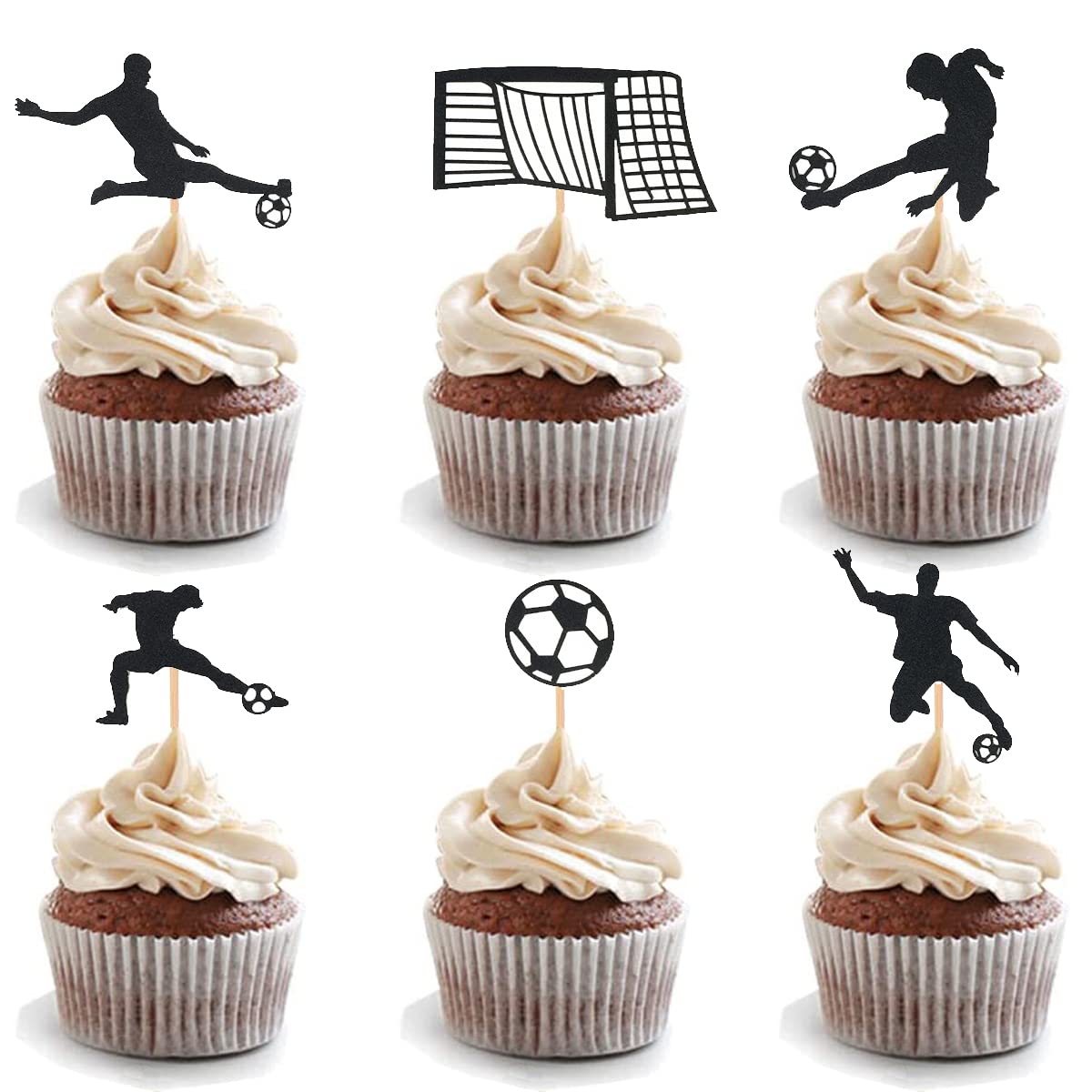 37-teiliges Fußball-Cupcake-Dekor Set – Kuchen-Topper Mit Fußballfiguren Für Geburtstag, Sportparty, Babyparty