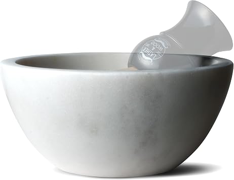 Lather & Wood Marble Shaving Cream Bowl - Premium Stone Holds Heat with Lather Ridges - White
