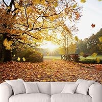 Wall Mural Golden Forest and Leaves Removable Self-Adhesive Wallpaper Wall Decoration for Bedroom Living Room - 66x96 inches