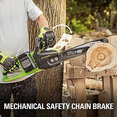 Greenworks 48V 14-Inch Brushless Cordless Chainsaw, (2) 4.0Ah Usb Batteries (Usb Hub) And Dual Port Rapid Charger Included, Cs48L4410 #TOP3