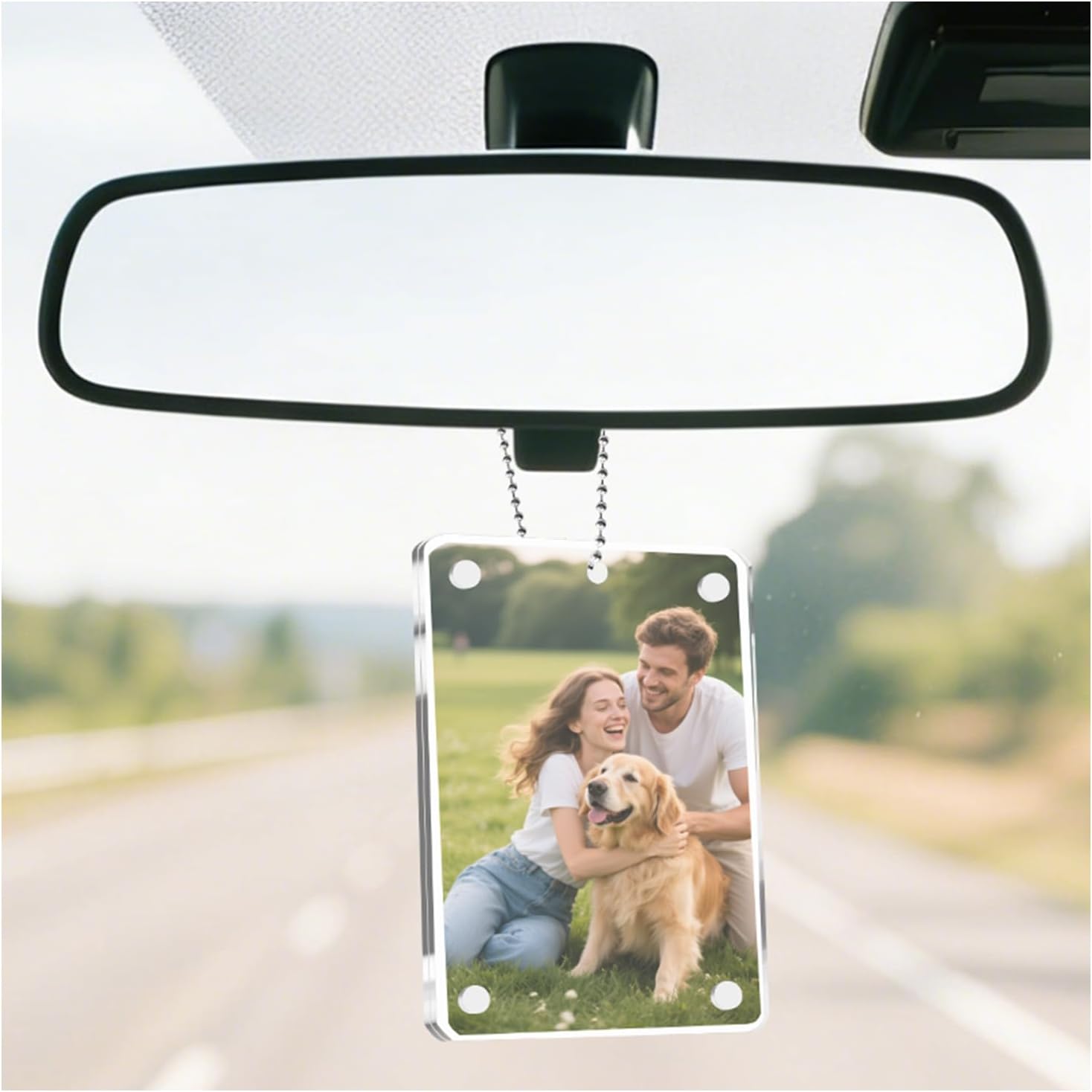 Car Charms for Rear View Mirror,4.73" Rear View Mirror Hanging Accessories to Display Photo as Cars Decorations,Transparent Car Photo Holder as Cars Mirrors Hanging Accessories