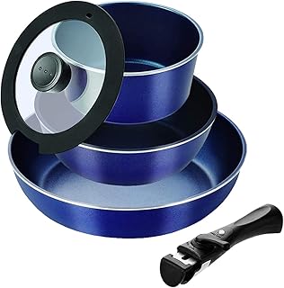 パール金属 スタックプラス ブルーダイヤモンドコートIH対応クックウェア5点セットB ネイビー HB-5630