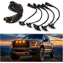 5PCS Car Front Grille Light Black Housing/Amber Light