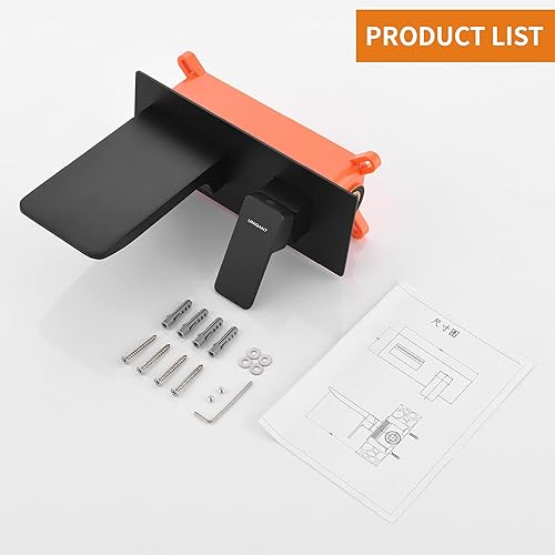 Miniatura 4 de Grifo de baño de montaje en pared en cascada, grifo de lavabo con boquilla de cascada, grifo de latón negro mate ajustar la temperatura para el
