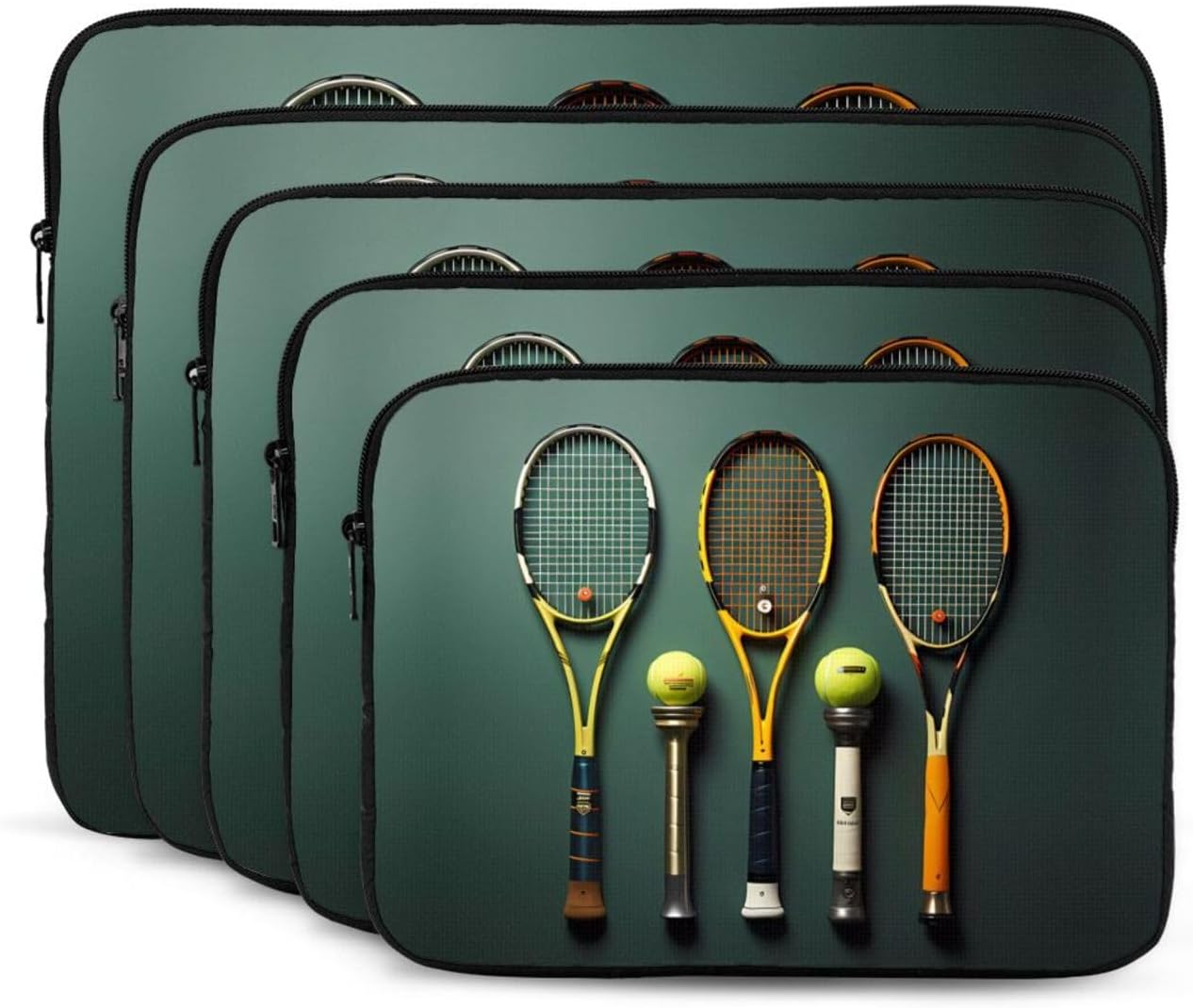 Tennis Balls and Rackets Printed 13 inch Laptop Case, Business/Office Commuter Laptop Case image 2