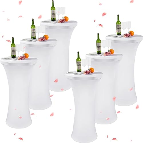 Miniatura 8 de Mantel redondo de 32 x 43 pulgadas, para cóctel, parte inferior redonda, elástico, para bar, pub, boda, fiesta, banquete, suministros de cumpleaños