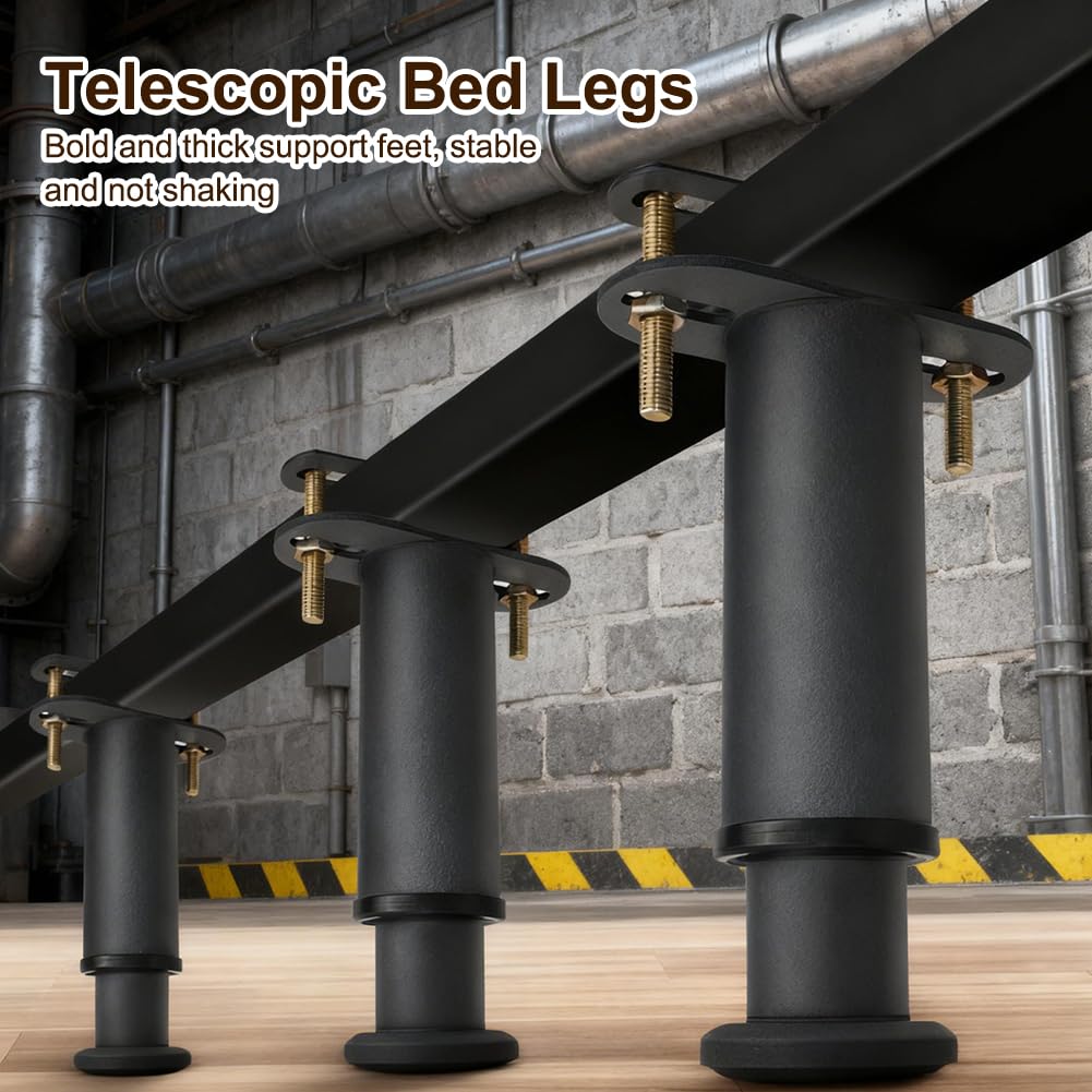 Patas para Muebles 4 Pcs Patas de Somier Regulables 25-42cm Altura Regulables Pata de Cama Ajustables de Metal, Soporte Pata para Marco Listones Centrales Cama Sofas Armarios Mesa Muebles de TV
