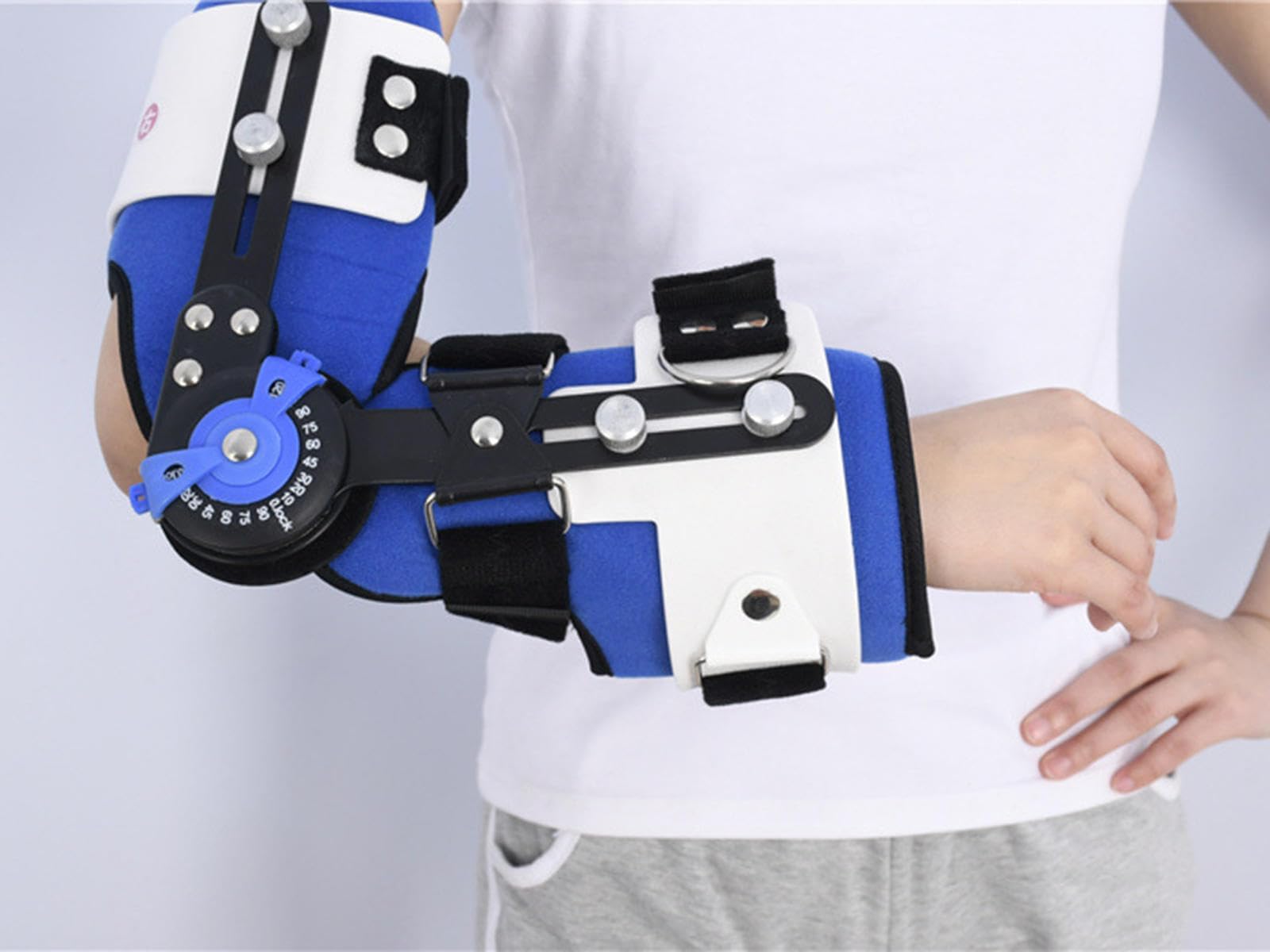 PopieL Staffa per Gomito Regolabile con Cerniera Rom, per Lesioni del Braccio Dell'arto Superiore, Stabilizzatore del Gomito per Fratture, Traumi, Fissazione,Upgrade-Left