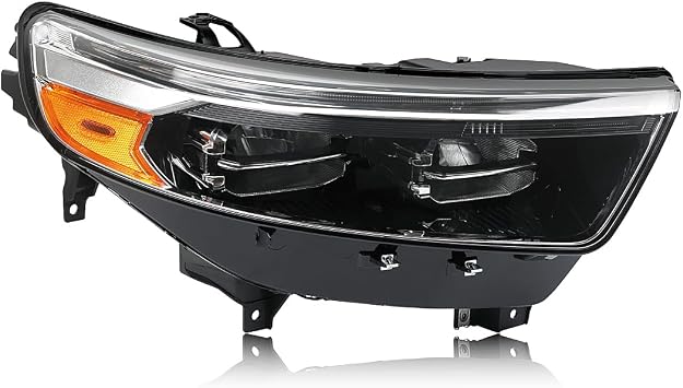 Black LED Headlights Compatible with 2020-2024 Ford Explorer | Smoked w/DRL OE Style Headlamp Front Light Assembly With bulb Clear Lens non-Adaptive Right Passenger Side FO2503399