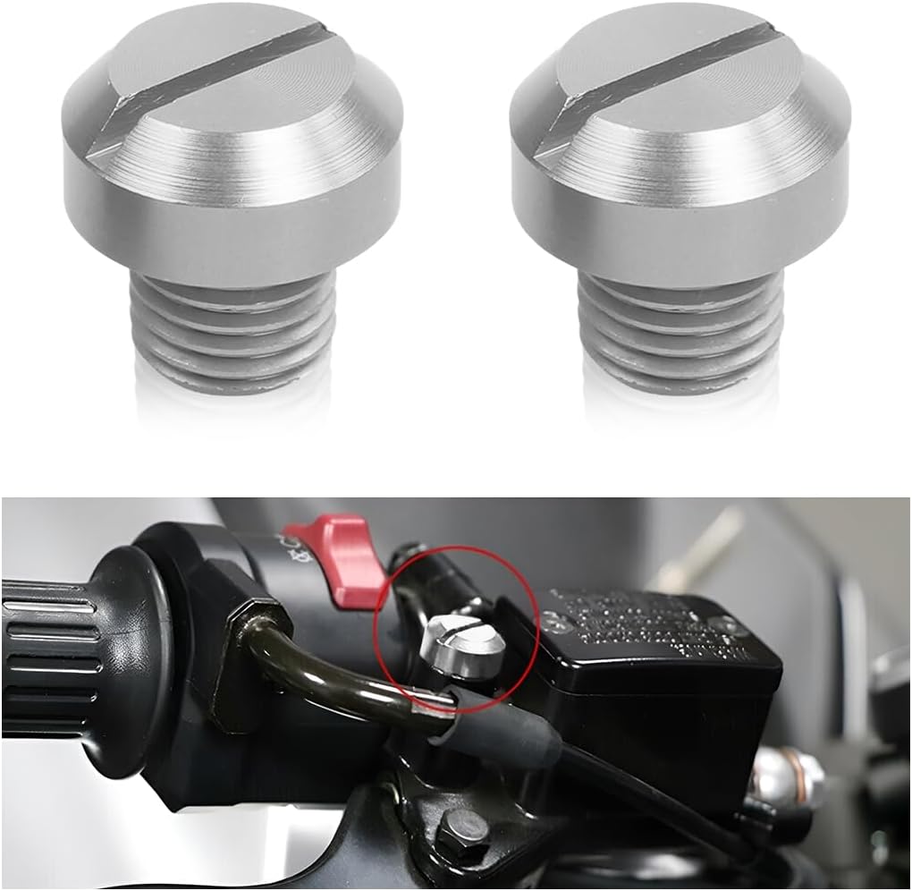 zipelo Motorcycle Mirror Screw, 2 Pcs Mirror Hole Plugs for Motor Rearview Mirrors, Blanking Motorcycle Decorative Accessories, Aluminum Alloy Screws Plug (Right+Left/Black)
