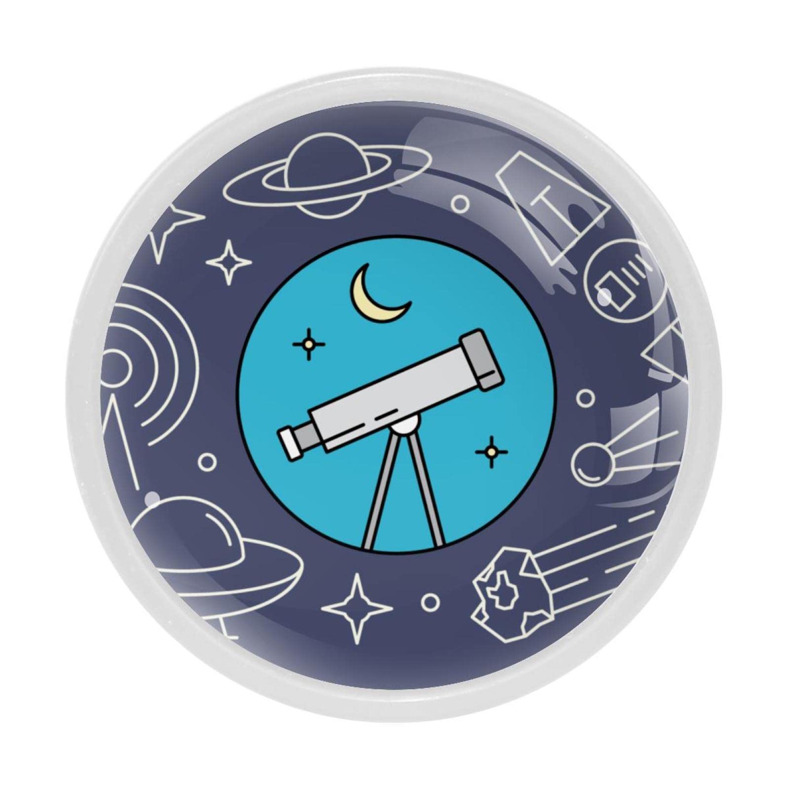 TBOUOBT 4 Pack Kitchen Cabinet Knobs Pulls, Drawer Knobs for Modern Closet Furniture Door, Cartoon Cosmic Telescope