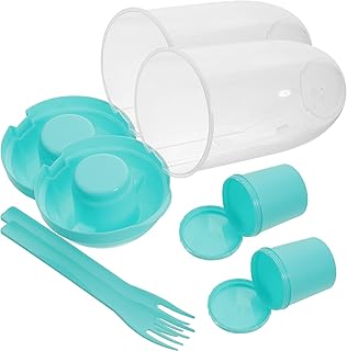 Large Capacity Salad Cups with Fork and Lid, 2pcs 1000ml Portable Reusable Vegetable and Fruit Cups for Outdoor Fitness and Healthy Meal Prep