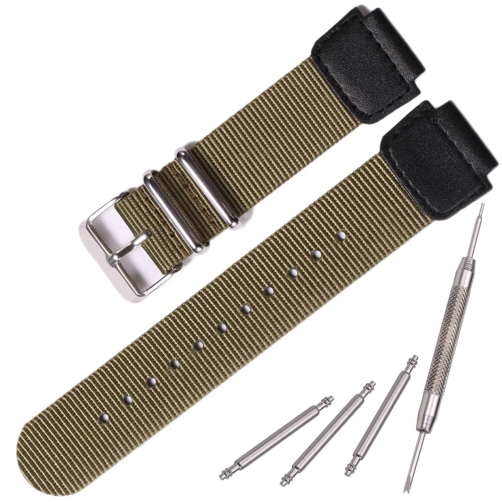 Nylon watch strap for Casio AE1200WH AE-1000 SGW-300H SGW-400 AQ-S810W 18mm Mens Replacement Leather Watch band stainless steel ring - ArmyGreen (B0BCVTRQB7) Amazon Price History, Amazon Price Tracker