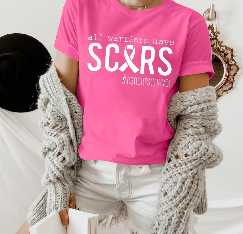 Breast Cancer Awareness Shirt Women in October We Wear Pink Ghost Shirts Pink Ribbon Short Sleeve Tee Tops - Image 4