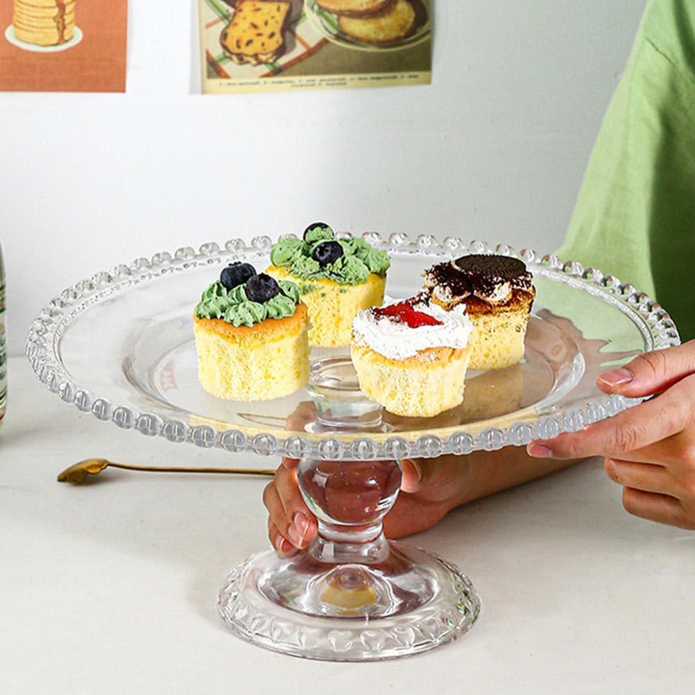 OUNONA Crystal Glass Fruit Tray, 19.5 cm (7.67 inch) Decorative Serving Platter for Kitchen Counter Afternoon Tea and Parties, Elegant Snack and Dessert Display Tray