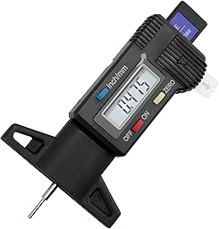 Tyre Tread Depth Gauge - 0-25.4mm/1Inch Portable Tread Depth Checker Tyre Depth Measure with LCD Display for Cars, Vans, Trucks