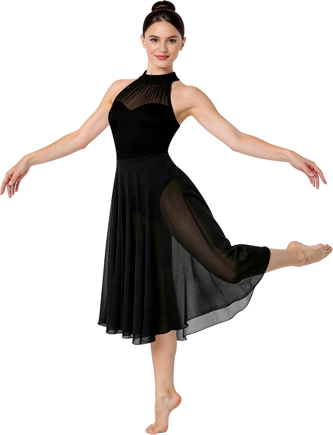 Lyrical Dance Costume for Women White Contemporary Dance Dress Adult Flowy Ballet Dancewear
