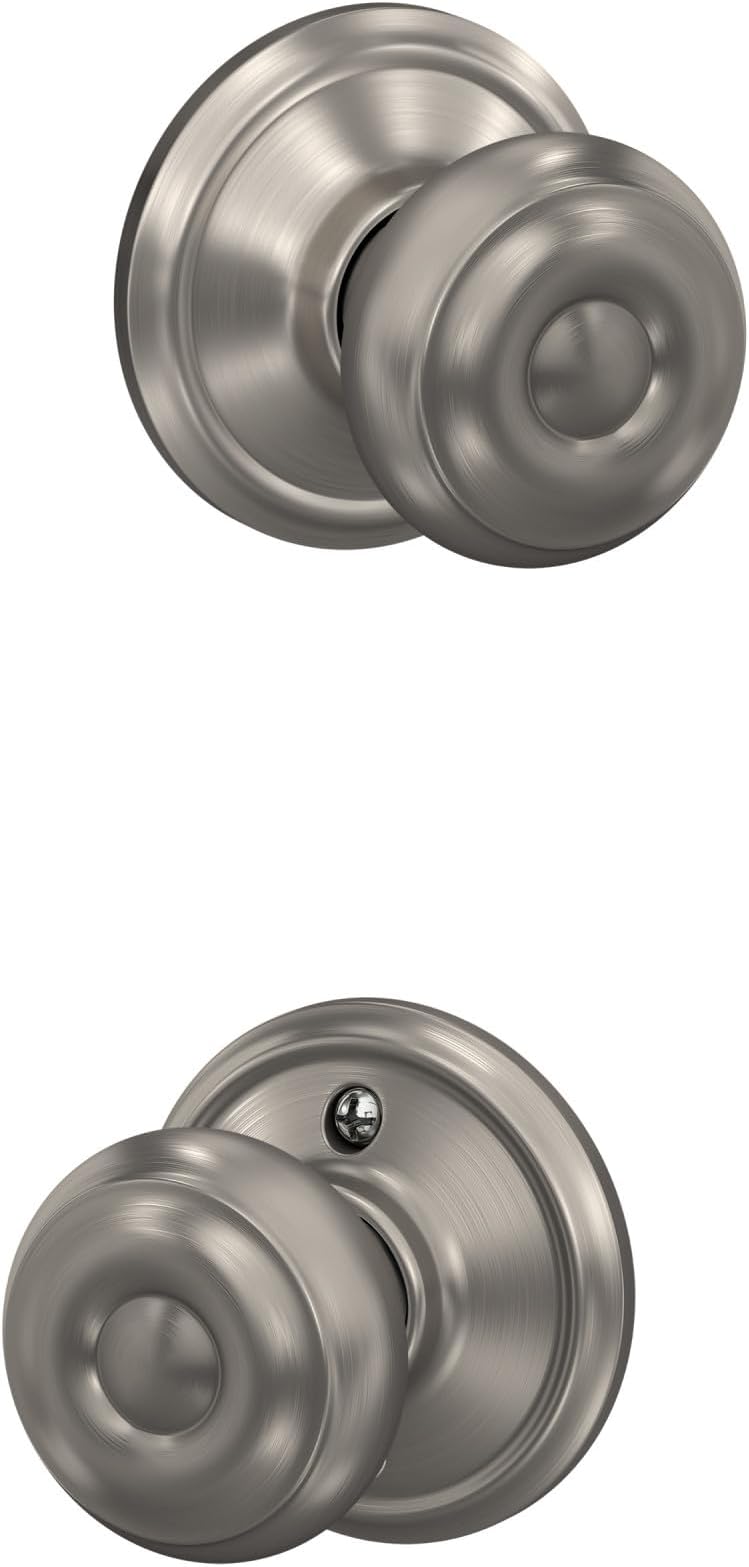 F10 GEO 619 Georgian Door Knob, Hall & Closet Passage Lock, Satin Nickel