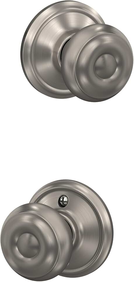 Schlage F10 GEO 619 Georgian Door Knob, Hall &amp; Closet Passage Lock, Satin Nickel