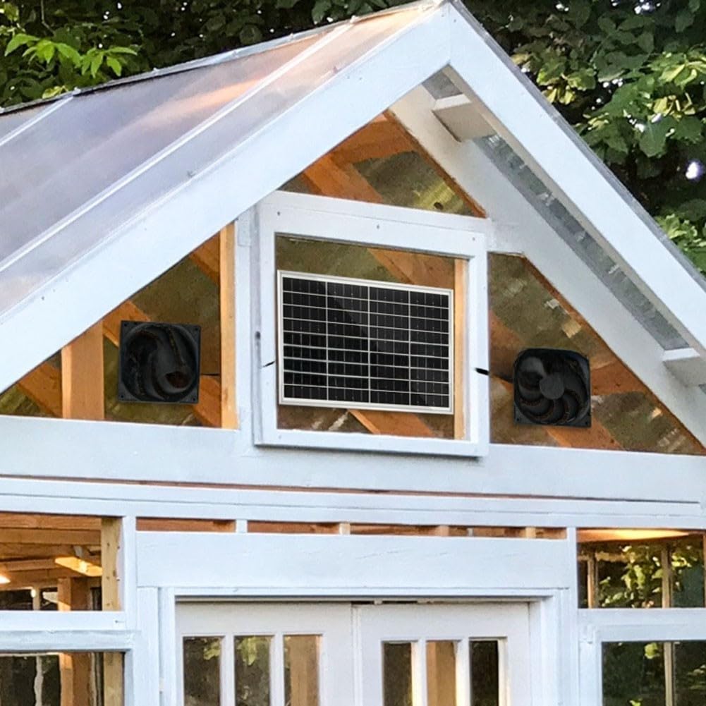 Ventilatore solare con pannello da 15 W per una ventilazione sostenibile in pollai e camper (doppia ventola)