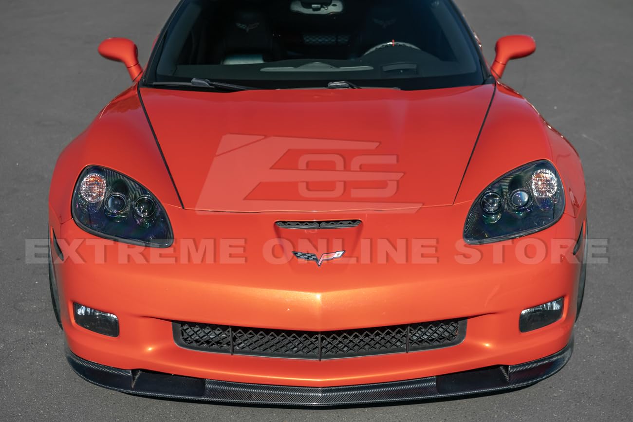 3-Piece Carbon Fiber Style Front Bumper Splitter Lip Kit – Fits Corvette C6 Base (2006–2013) – ABS Plastic