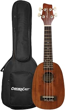 Sawtooth Mahogany Pineapple Soprano Electric Ukulele w Gig Bag and Fishman KUL-101 Preamp/Built In Tuner