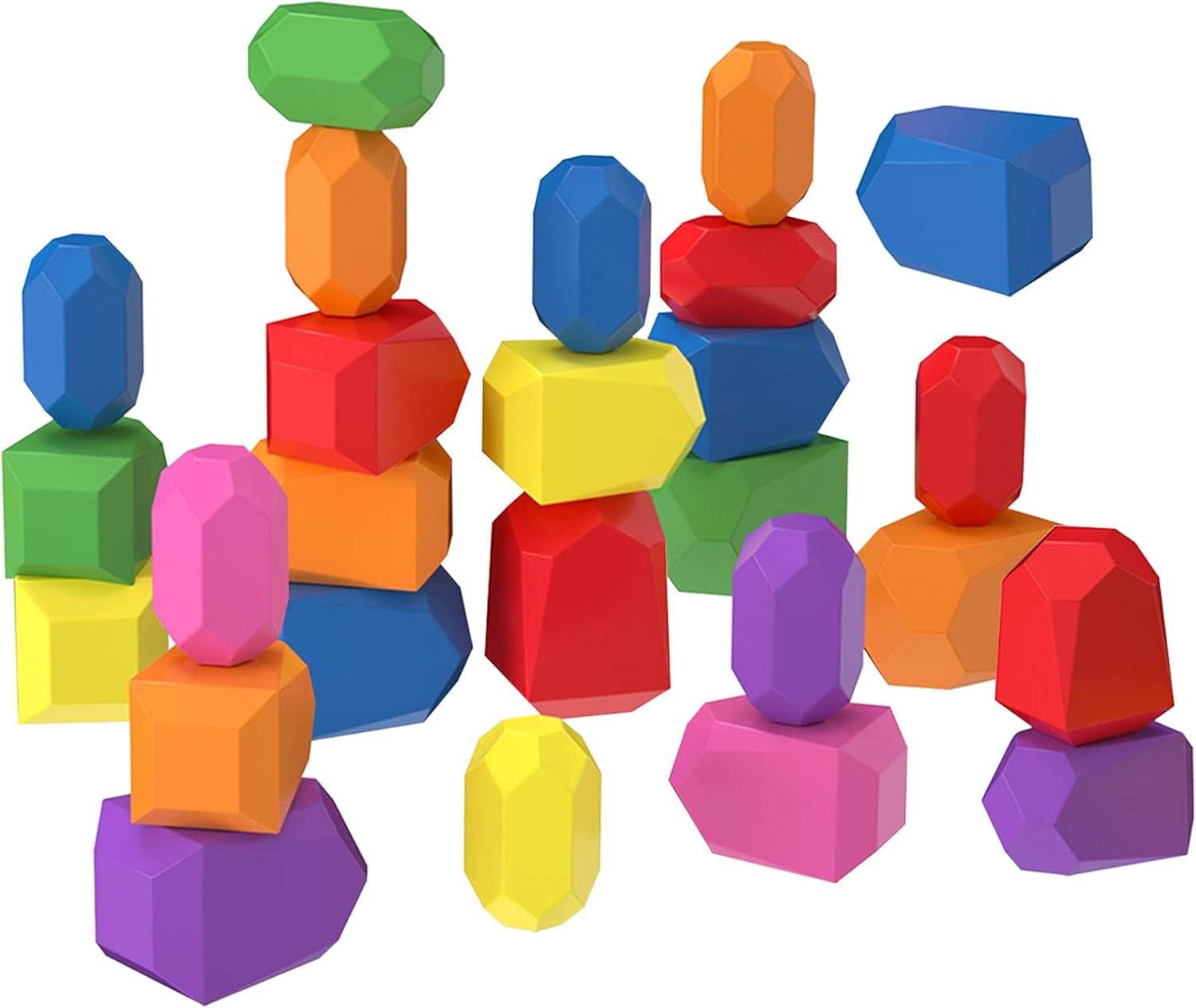 26 Pcs Wooden Sorting Stacking Rocks Balancing Stacking Stones Sensory Toy