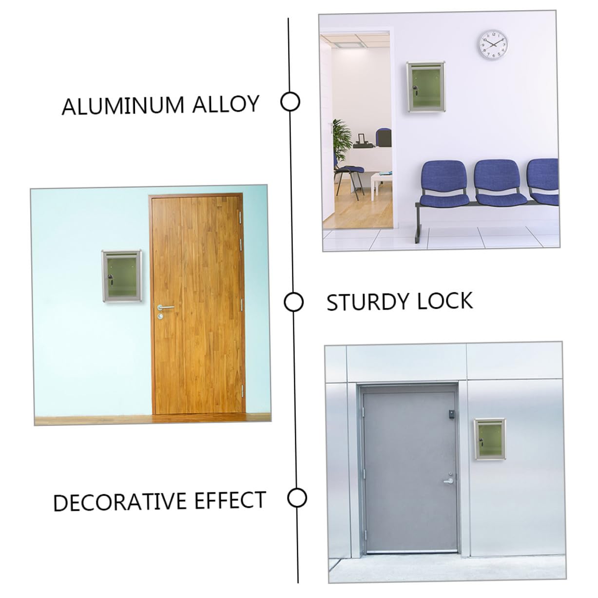 Buzón de Pared con Cerradura Transparente de Aluminio, 2 Unidades | Acrílico, Superficie Lisa, para Oficina y Exterior, Formato Compacto, Incluye Cierre de Seguridad