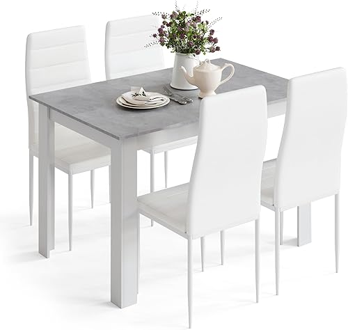 Juego de mesa de comedor para 4, sillas de mesa de cocina con respaldo alto, juego de comedor y oficina en casa, 47.2 x 35.4 x 29.5 pulgadas (mesa
