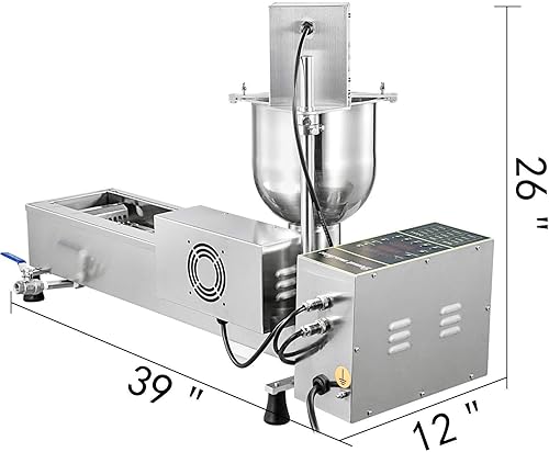 Miniatura 6 de Máquina automática comercial para hacer donuts de una hilera, freidora de donas, con moldes de 3 tamaños y tolva de 7 L, para Food Street, Snack