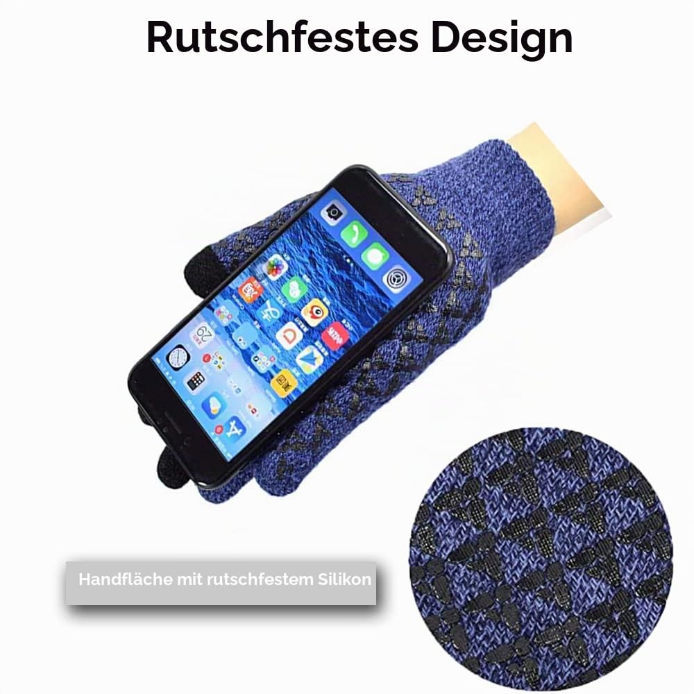 Winter Beanie Mütze Schal und Touchscreen Handschuhe Set, Strick-Thermo-Set mit Kuscheligem Fleece-Futter, Slouchy Beanie-Kappe, Nackenwärmer und Handschuhe für Damen und Herren
