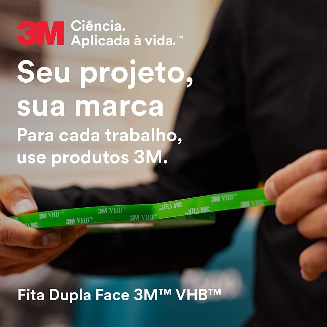 3M, Fita VHB, Dupla-face, Adesivo Transferível, 9,5 mm x 20 m, Transparente, 4910