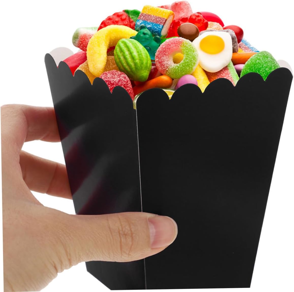 Healvian 100pcs Black Paper Popcorn Boxes Popcorn Favor Buckets Decorative Snack Containers for Wedding Party Movie Night Supplies